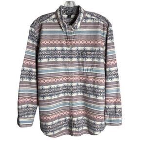 Eddie Bauer Women’s Western Button Up Shirt PM Boyfriend Fit Aztec Southwestern